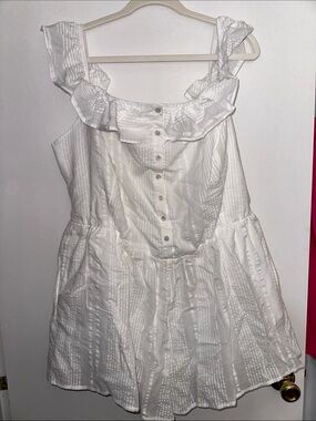 NWT Aerie White Ruffled Button-Front Romper